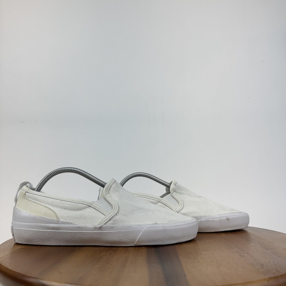 Womens Official Program Stu-80 White Canvas Slip On‎ Casual Sneakers Size 9.5 M